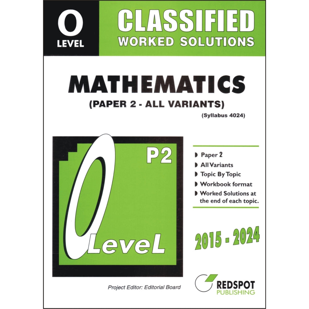 Redspot O Level Classified Math Paper 2 Unsolved Topical Exam Papers 2024