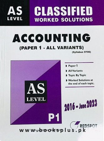 Redpsot AS Level Accounting Paper 1 Classified Worked Solutions 2023